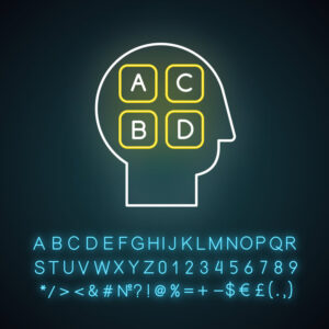 cabeça com letras simbolizando gatilhos metais